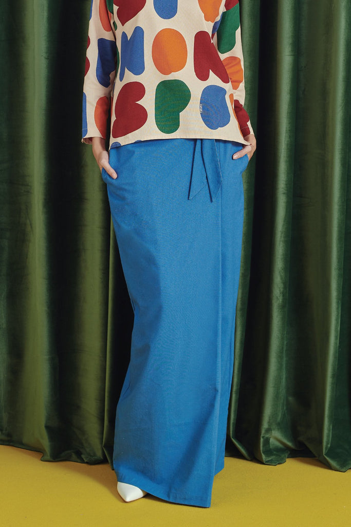 Steel Blue Belted Skirt