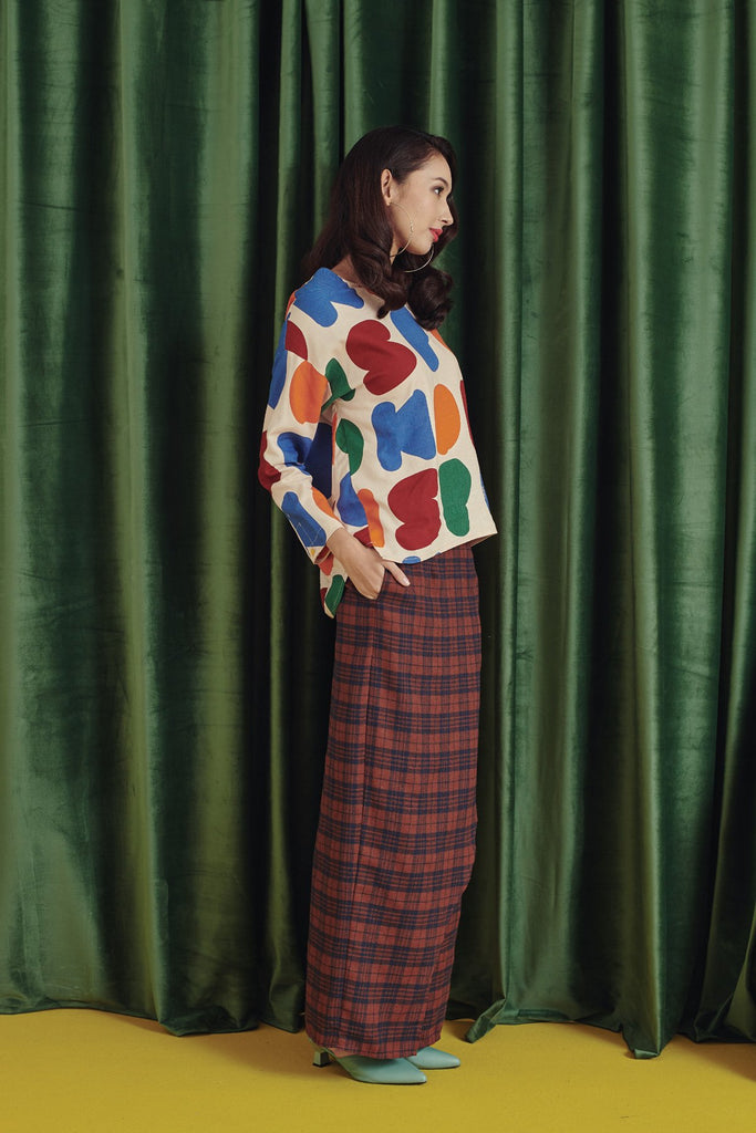 Checked Brown Overlay Skirt