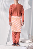 One set men kurta with instant samping - peach white