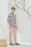 Corak Chinese Shortsleeve Blaus for Lelaki