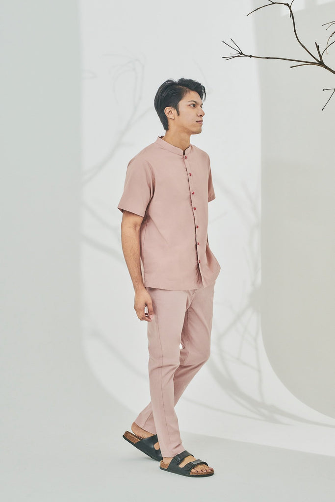 Mandarin Collar Short Sleeve Blouse