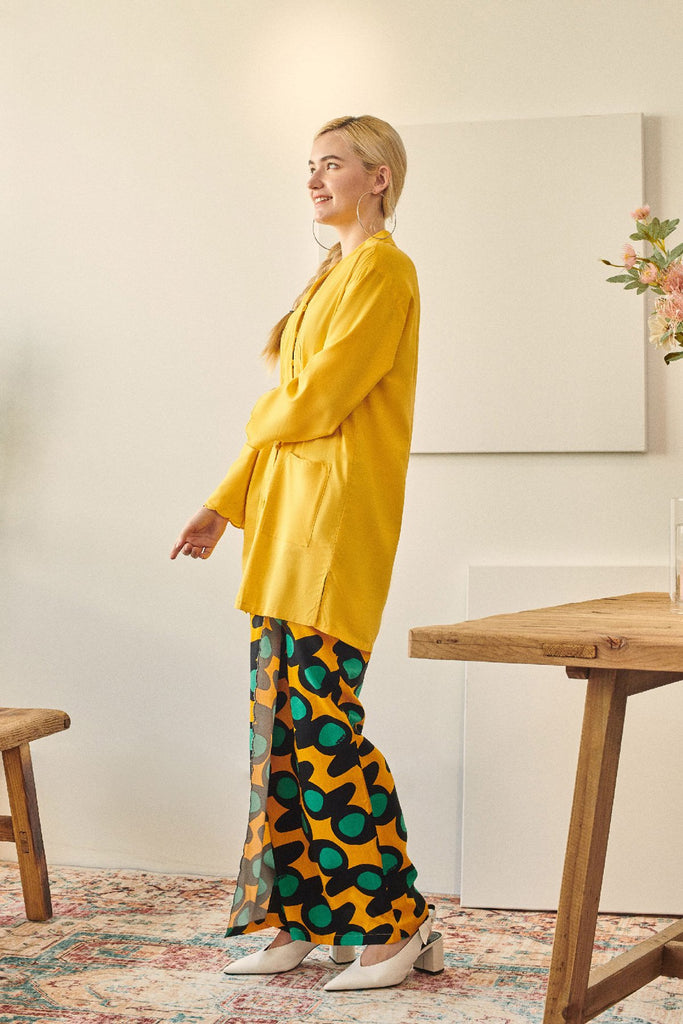 set baju raya wanita cotton kuning