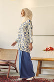 baju kurung cotton bercorak biru