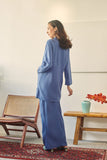 baju raya wanita cotton biru