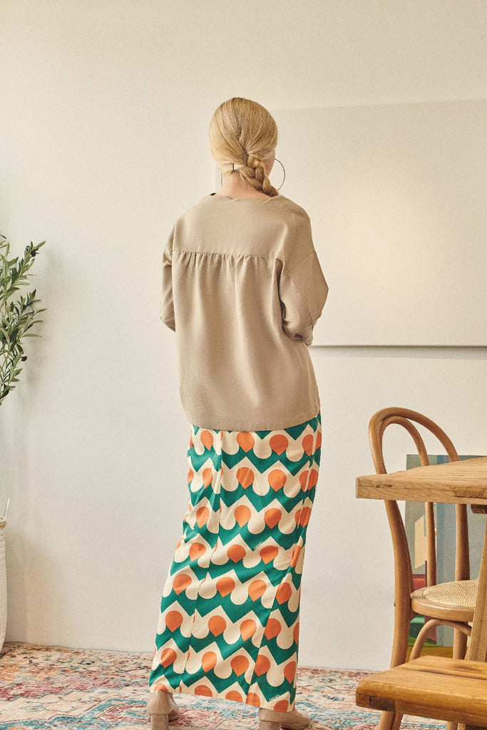 baju raya cotton beige