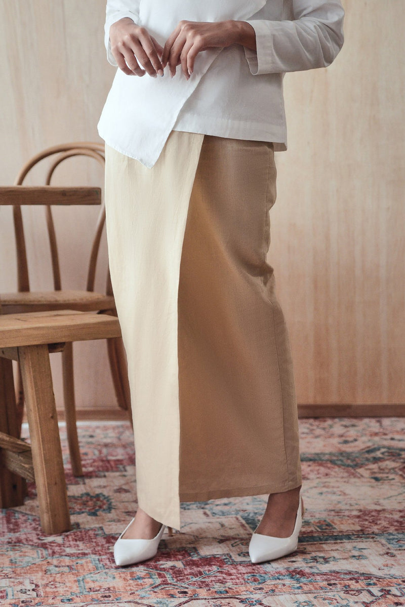 kain selisih belah cotton khaki