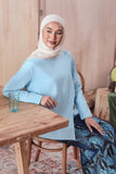 baju raya cotton songket biru