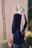 set baju kurung cotton navy blue
