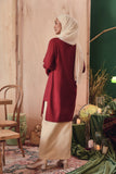 set baju kurung merah beige