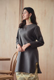 baju kurung pesak cotton grey