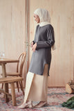baju kurung kelabu beige