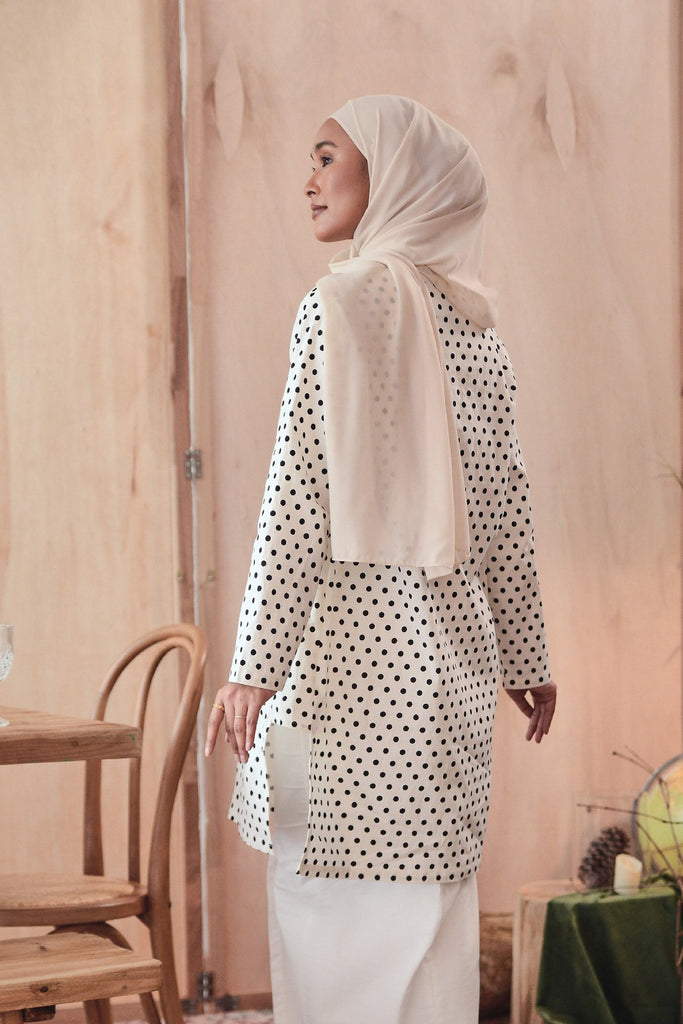 baju kurung cotton hitam putih