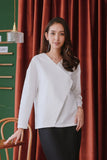 The Sungai Women Overlap Buttoned Blouse - White