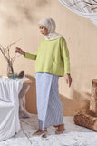 Oxford Stripe Button Floded Skirt