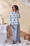 Printed Blouse with simple Folded skirt