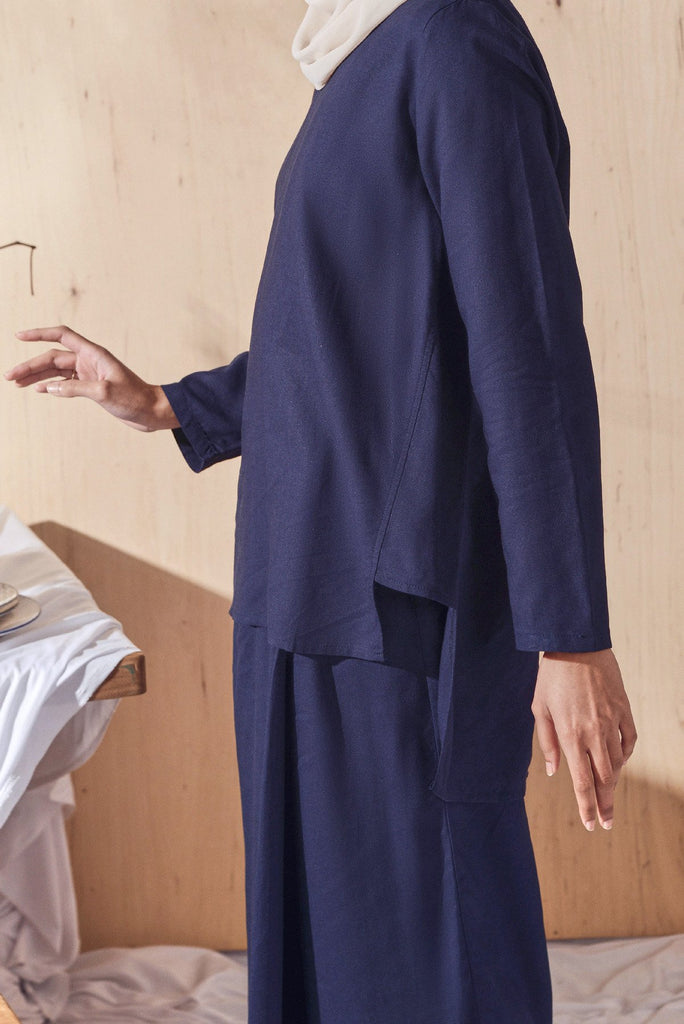 Blank Navy Blue Blouse with skirt