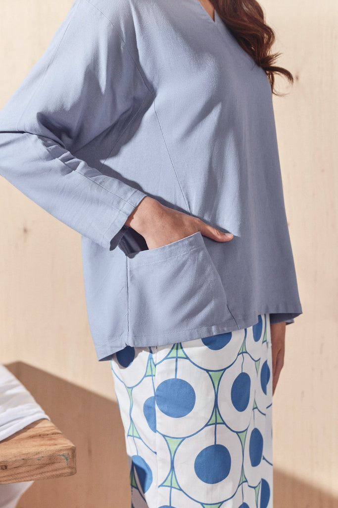 The Balik Women Dolman Sleeve Blouse - Light Pigeon Blue