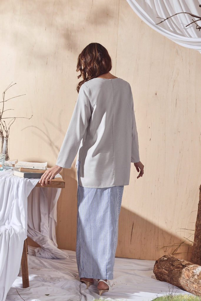 Raya Collection Blouse with Oxford stripe skirt