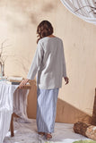 Raya Collection Blouse with Oxford stripe skirt