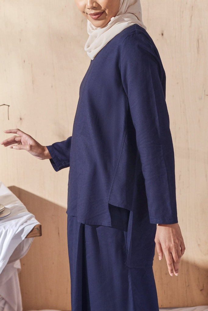 Navy Blue Blouse for Wanita