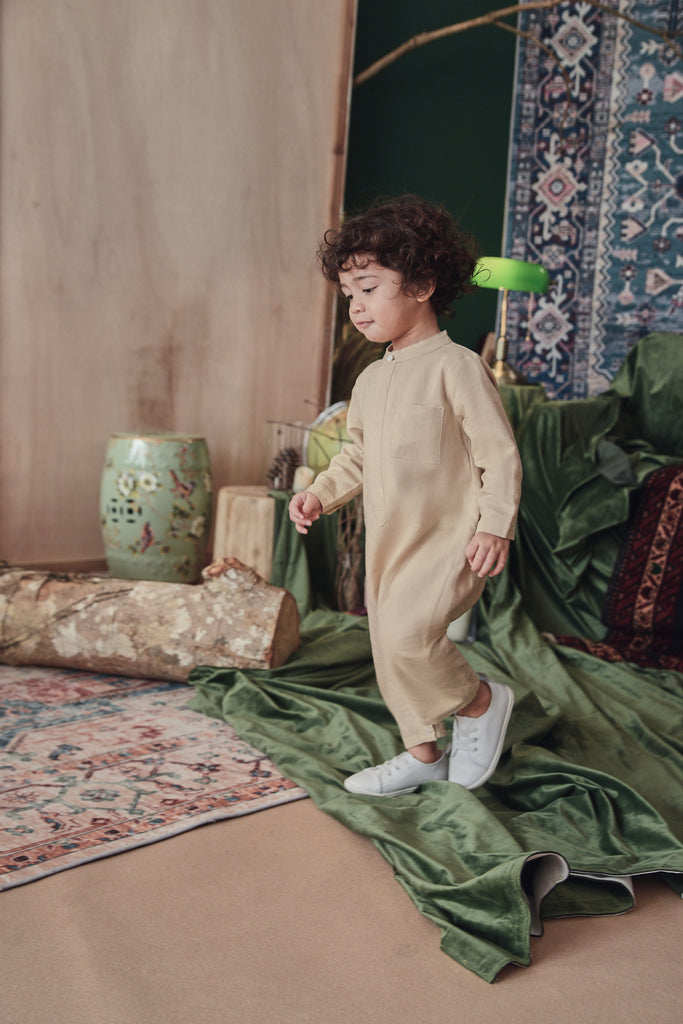 baju raya baby lelaki beige