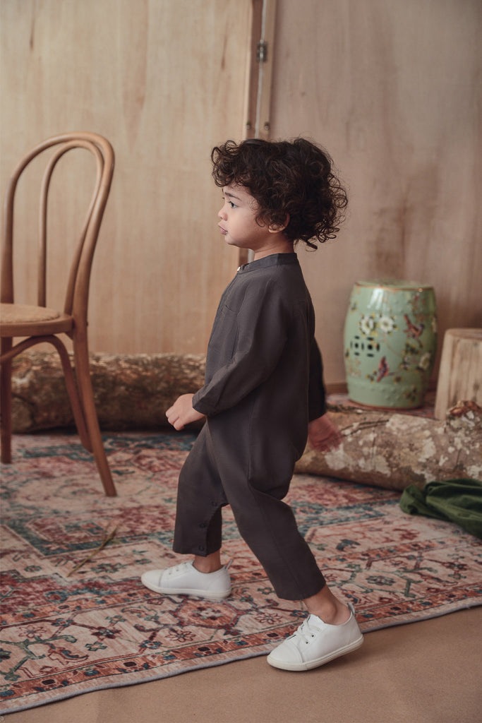 baju baby jumpsuit kelabu