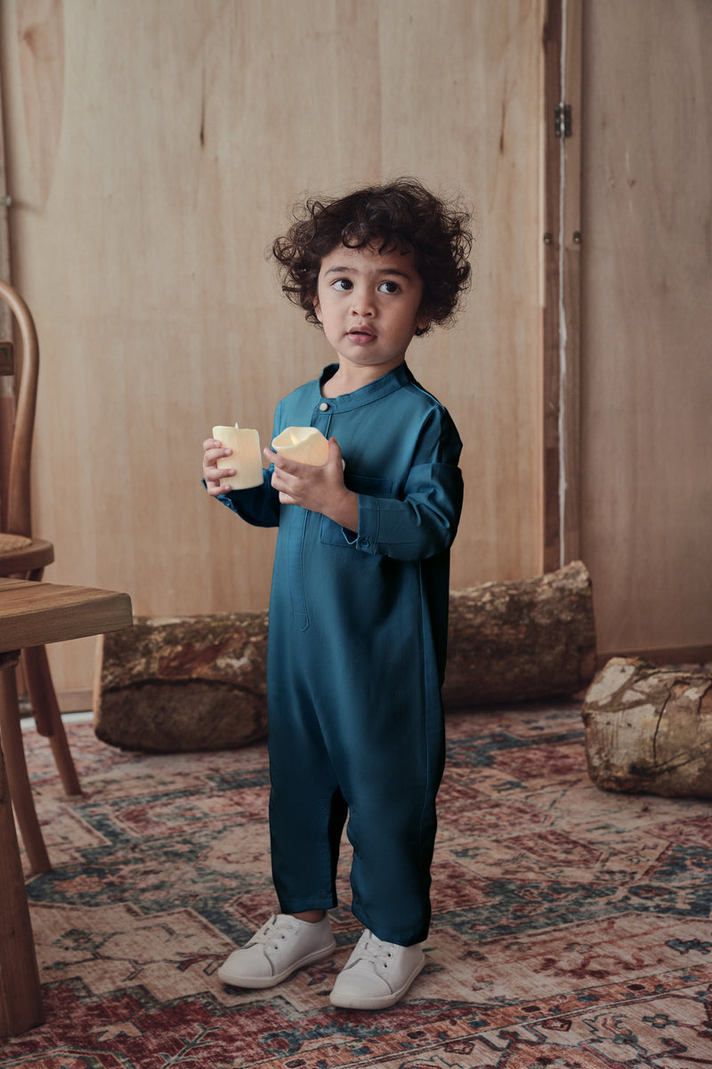 baju raya baby jumpsuit biru