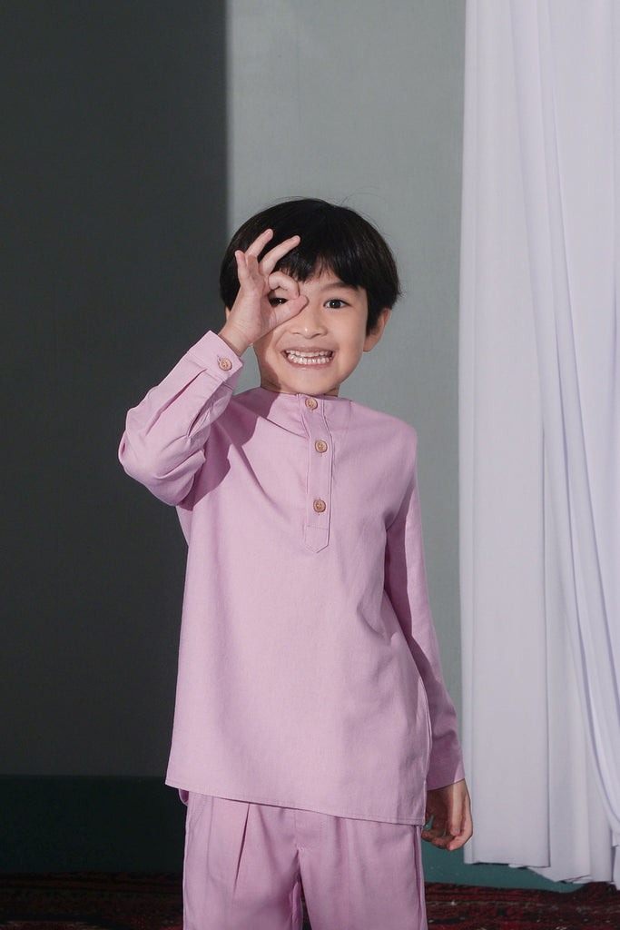 kurta budak lelaki cotton ungu