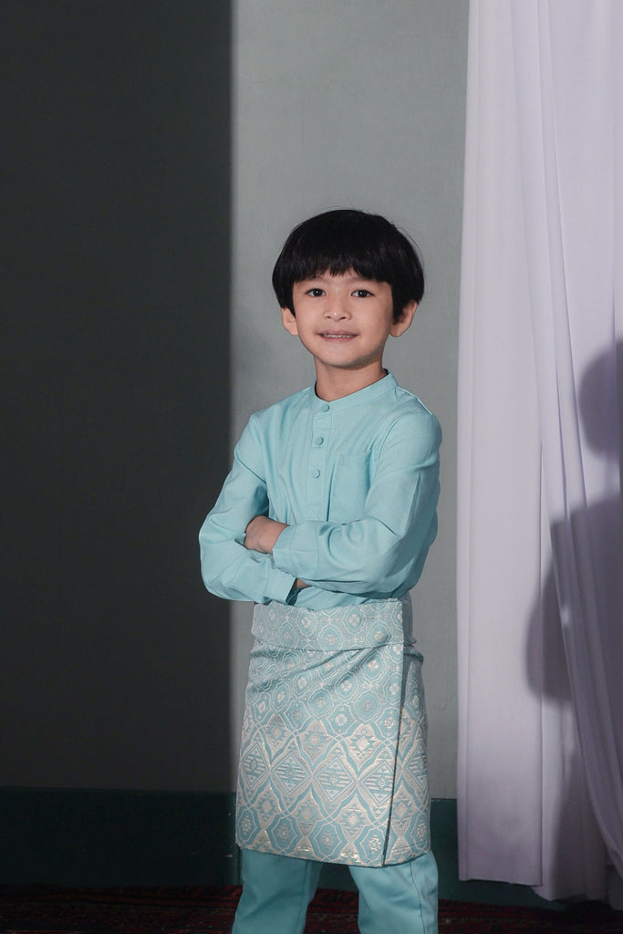 baju melayu budak lelaki pastel biru