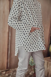 kurta teluk belanga corak polka dot