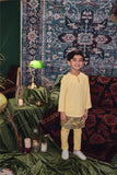 kurta teluk belanga cotton pastel kuning