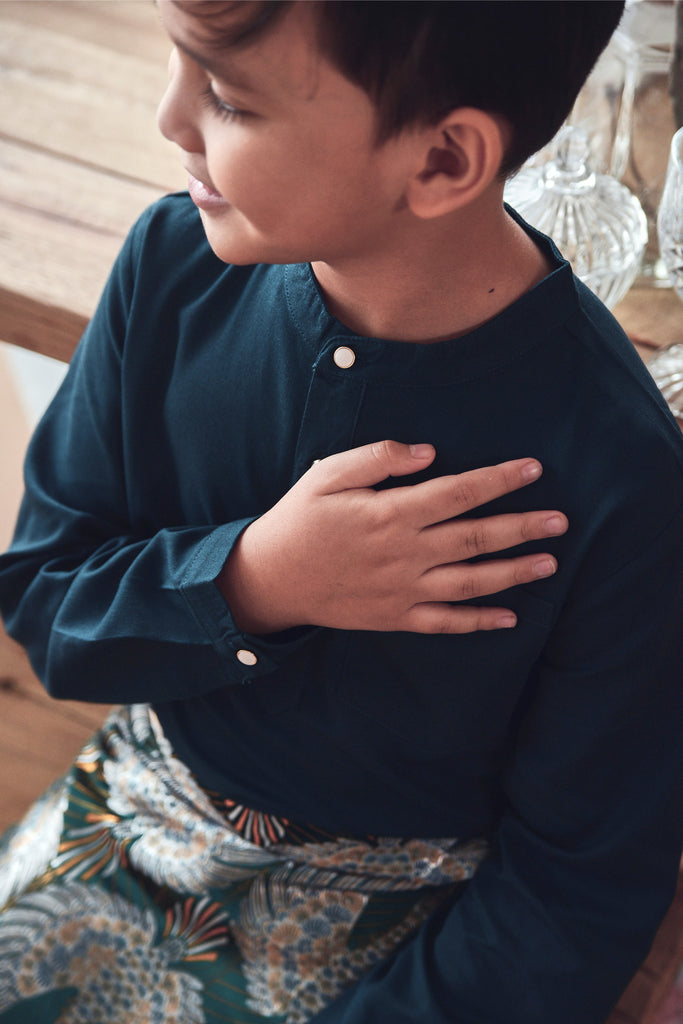 baju melayu boys cotton emerald green
