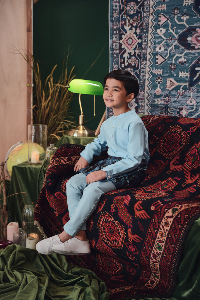 The Legend Baju Melayu Top - Light Blue