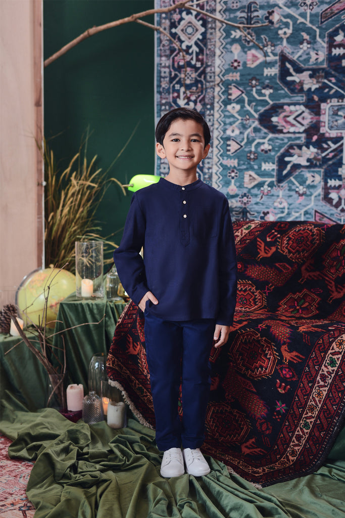 The Legend Baju Melayu Top - Navy Blue