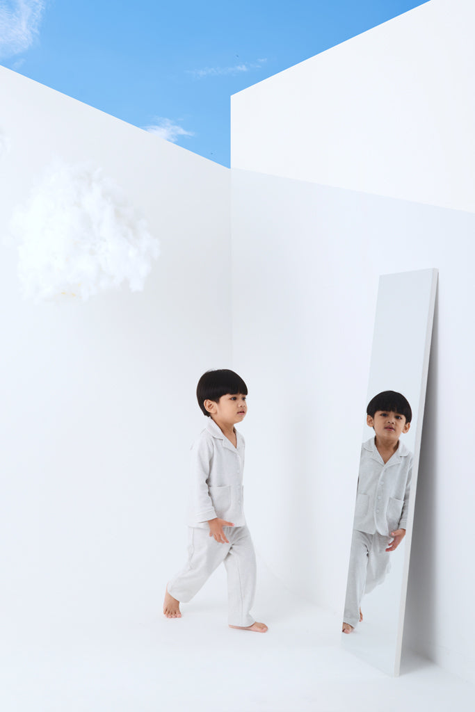 The Luna Premium Cotton Pyjamas Set - Soft Grey