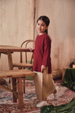 baju kurung cotton merah hati