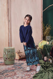 baju raya budak perempuan mix and match navy blue