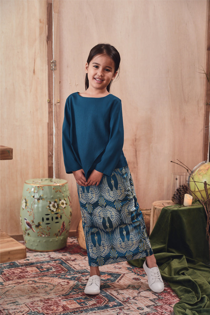 baju raya budak perempuan teal