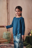 baju blouse budak perempuan biru teal