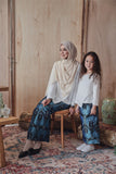 koleksi sedondon ibu dan anak kain jacquard biru hitam