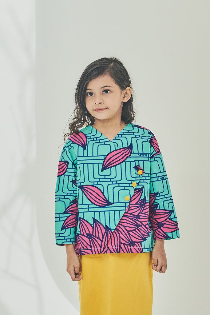 Fashion print kids Wrapped Blouse