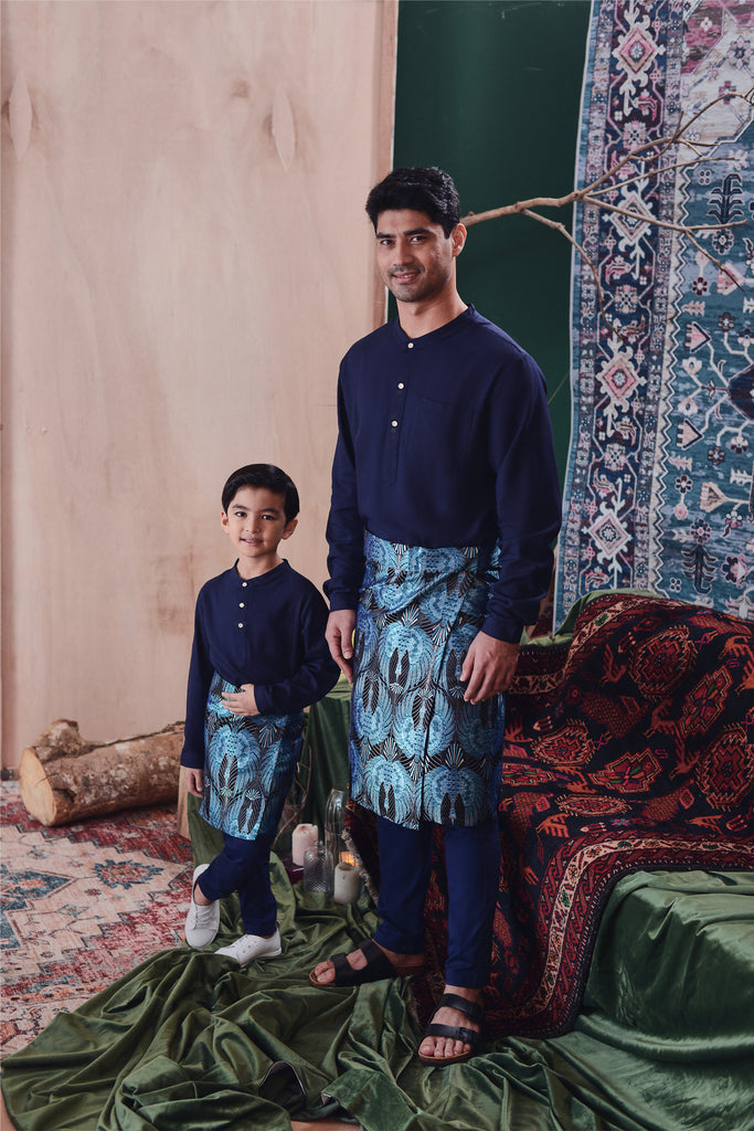 sedondon baju melayu lelaki biru dan samping