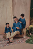 set bapa dan anak baju raya biru