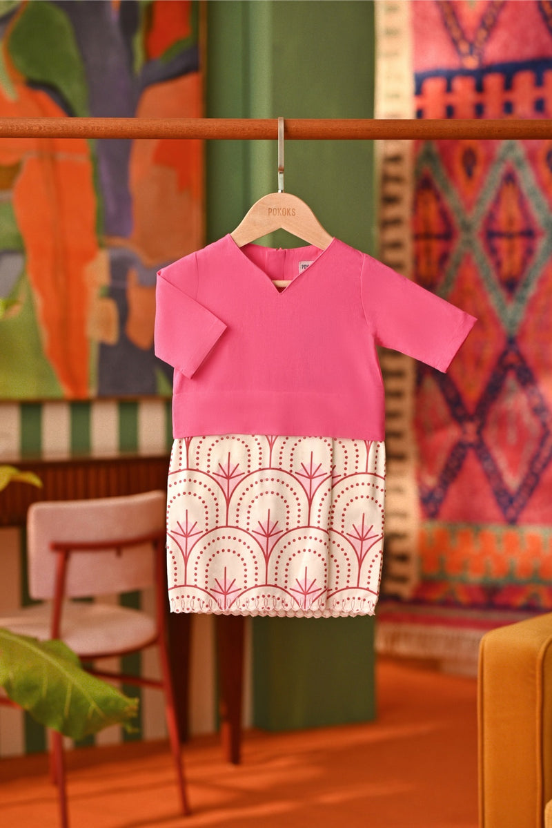 The Rasa Cinta Babies Kurung - Fuchsia Pink Sakura