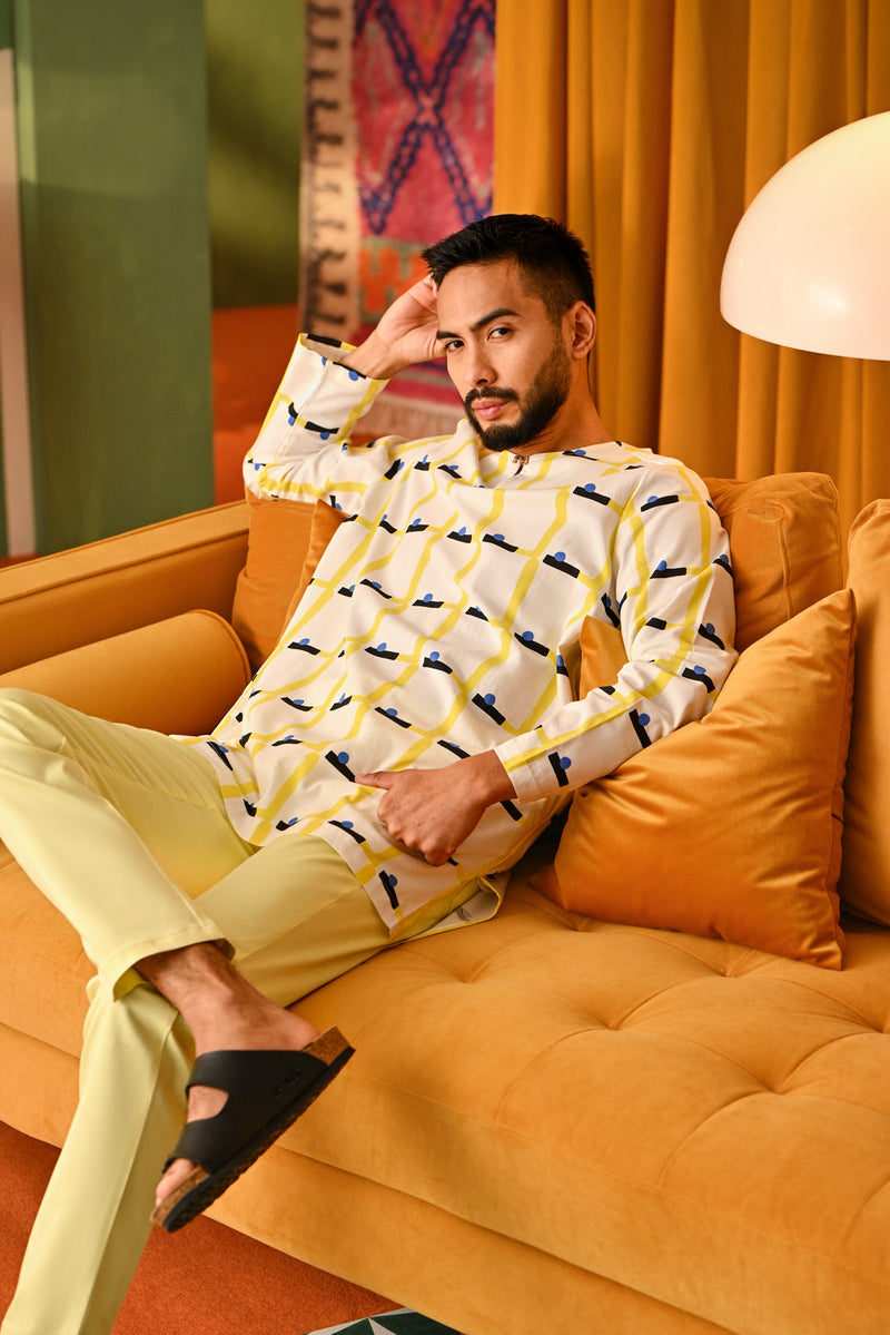 The Rasa Cinta Men Kurta - Lemon Garden