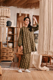 The Bay Summer Kurung Top - Olive Stripe