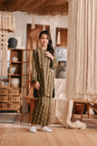 The Bay Summer Kurung Top - Olive Stripe