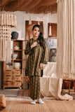 The Bay Summer Kurung Top - Olive Stripe