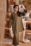 The Bay Summer Kurung Top - Olive Stripe