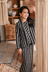 The Bay Broderie Kebaya Top - Black Checked